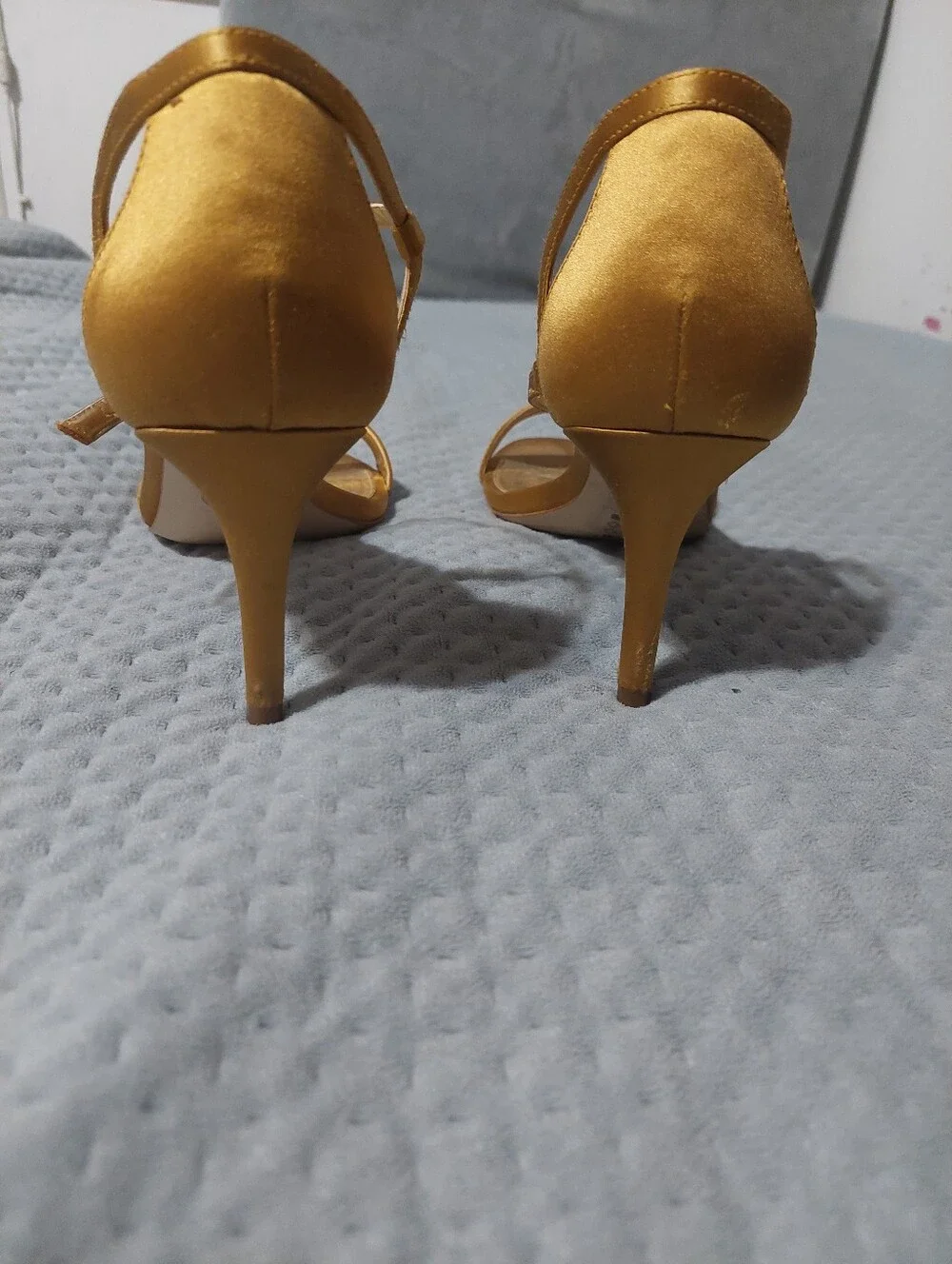 Michael  Kors Gold Satin Ankle-Strap High Heel Sandals - Women